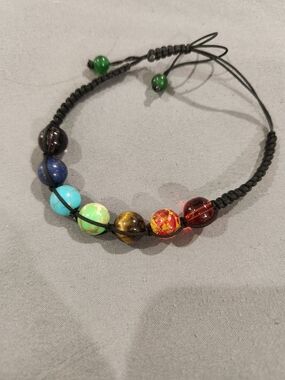 Multicolor Bead Macrame Bracelet - Black Cord